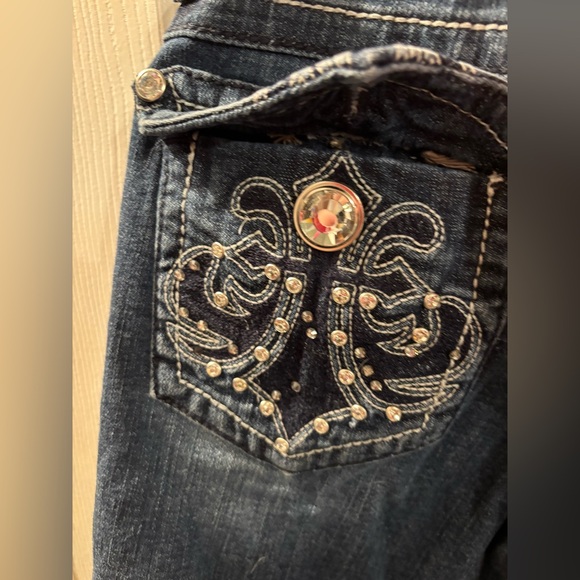 Juniors Size 1 Blue Embellished Jeans L. A. idol USA - Picture 7 of 10